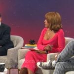 Gayle King’s pink scoop neck rib knit dress on CBS Mornings