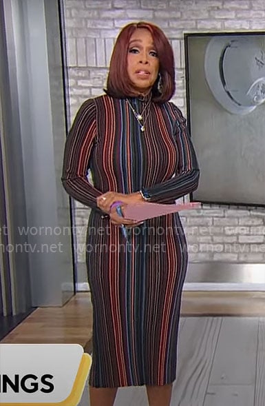 Gayle King's vertical stripe dress on CBS Mornings