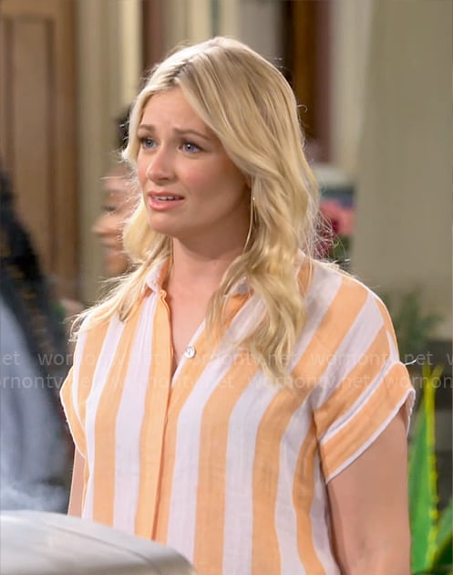 Gemma’s orange vertical stripe shirt on The Neighborhood