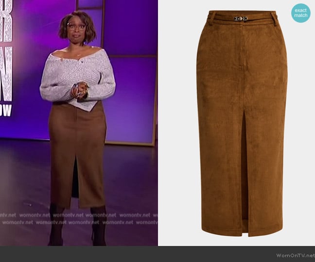 Generation Love Medina Belted Faux-Suede Skirt worn by Jennifer Hudson on The Jennifer Hudson Show