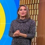 Ginger’s black marled sweater and knit skirt on Good Morning America