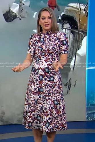 Ginger's floral tie neck midi dress on Good Morning America