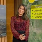 Ginger’s black and red print sheer blouse on Good Morning America