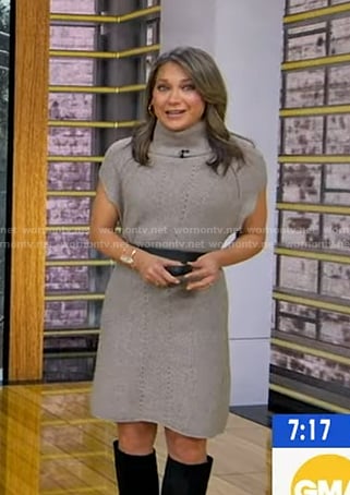 Ginger's grey turtleneck sweater dress on Good Morning America