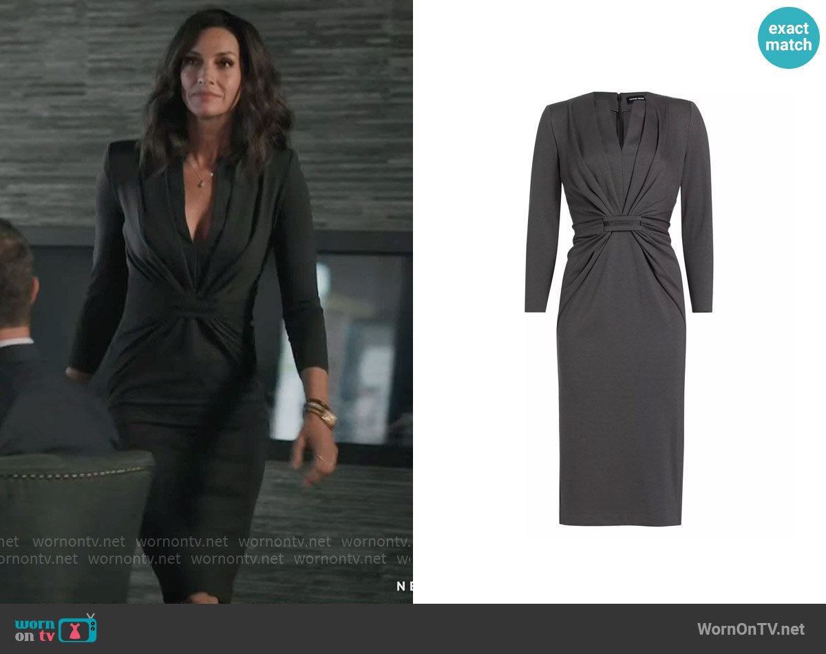 Sarah’s black gathered front dress on Yellowstone