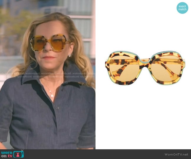 Gucci Tortoiseshell-effect Oversize-frame Sunglasses worn by Sutton Stracke on The Real Housewives of Beverly Hills