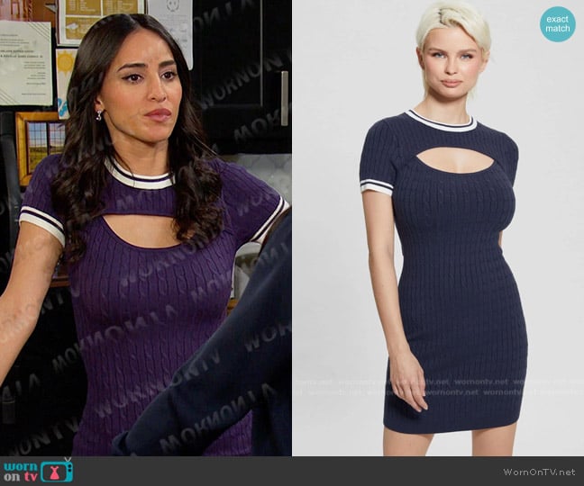 Guess Bodycon Mini Sweater Dress worn by Gabi Hernandez (Cherie Jimenez) on Days of our Lives