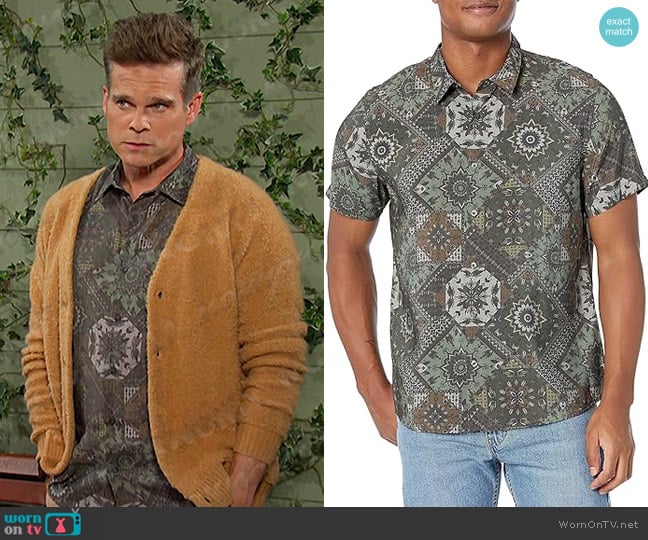 Guess Sandwash Shashiko Print Shirt worn by Leo Stark (Greg Rikaart) on Days of our Lives