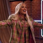 Gwen’s plaid shirt, blazer and pants on The Voice