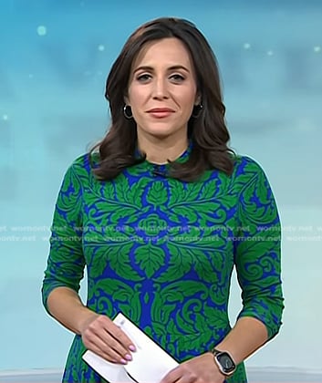 Hallie’s blue and green leaf print dress on Today