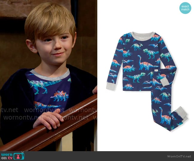 Hatley Imagine Dinos Fitted Two-Piece Organic Cotton Pajamas worn by  Harrison Abbott (Redding Munsell) on The Young and the Restless