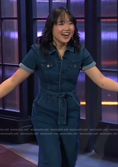 Helen J Shen’s denim jumpsuit on The Kelly Clarkson Show