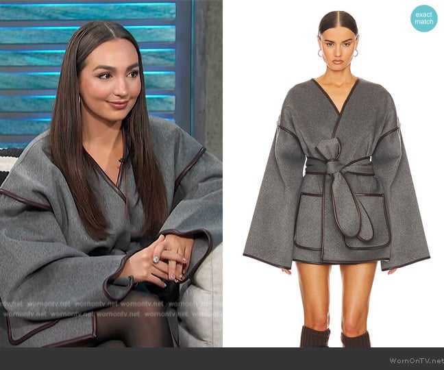 Helsa Wool Blend Blanket Coat worn by Emily Bear on Access Hollywood