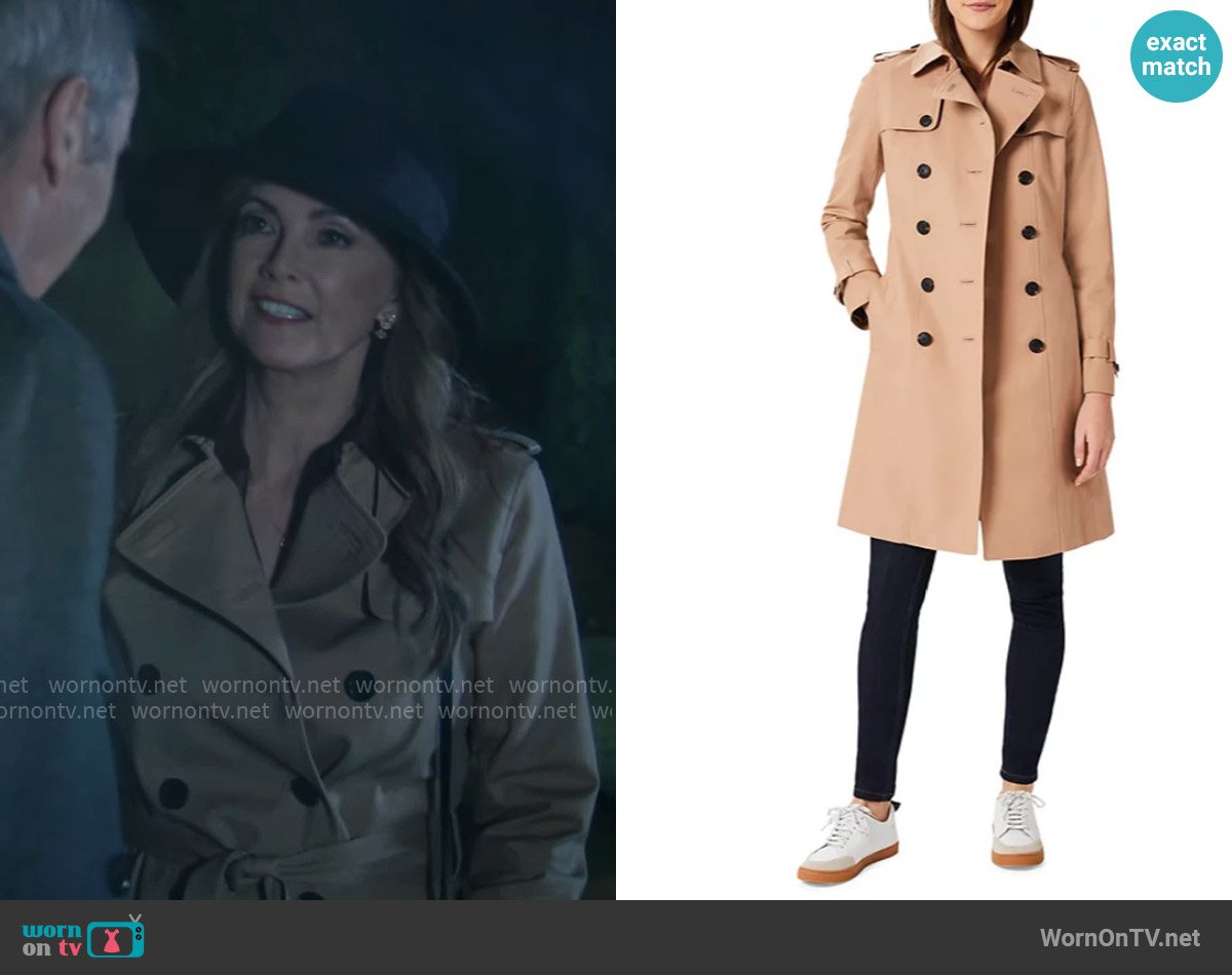 Hobbs Saskia Trench Coat in Tan worn by Holly Sutton (Emma Samms) on General Hospital