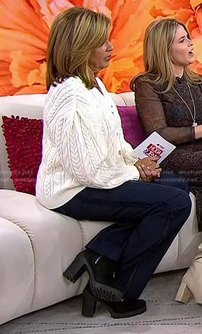 Hoda’s black buckled ankle boots on Today