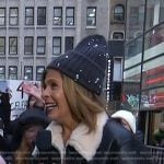 Hoda’s black embellished beanie on Today