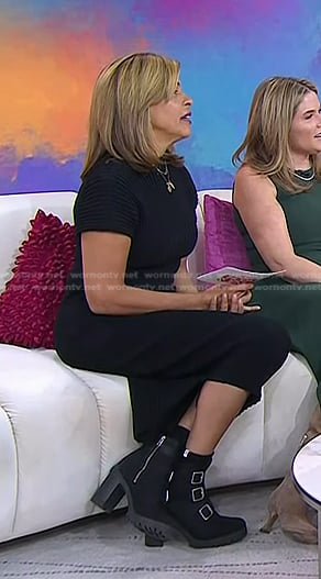 Hoda’s black buckled ankle boots on Today