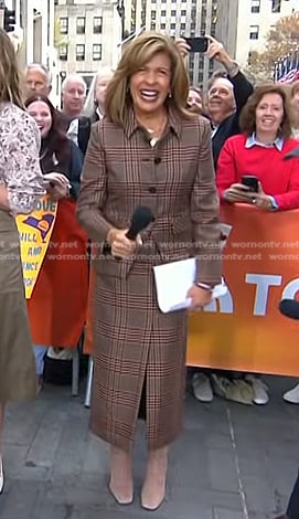 Hoda’s brown plaid blazer and skirt on Today