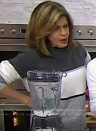 Hoda's grey colorblock sweater on Today