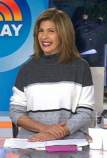 Hoda's grey colorblock sweater on Today