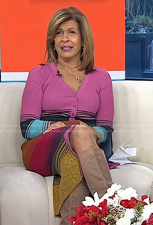 Hoda's multicolor striped ribbed dress on Today