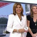 Hoda’s white pinstripe blazer and pant suit on Today