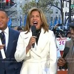 Hoda’s white ruffle coat on Today