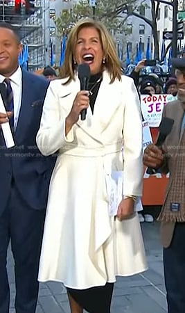 Hoda's white ruffle coat on Today