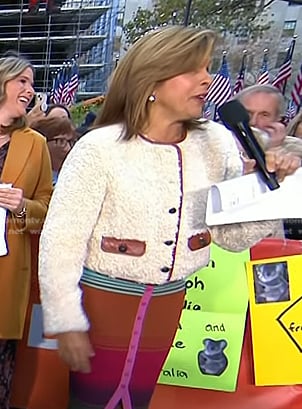 Hoda’s ivory shearling cropped jacket on Today