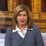 Hoda’s white shirt and grey ribbed cardigan on Today