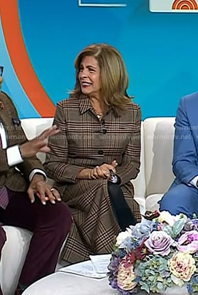 Hoda's brown plaid blazer and skirt on Today