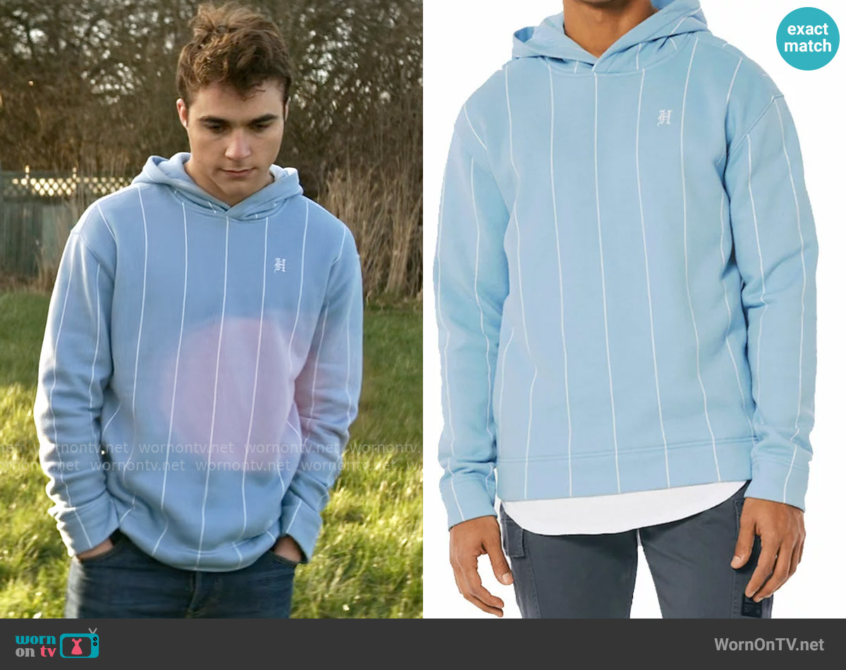 Hollister Chalk Blue Hoodie worn by Jordan Kent (Alex Garfin) on Superman and Lois