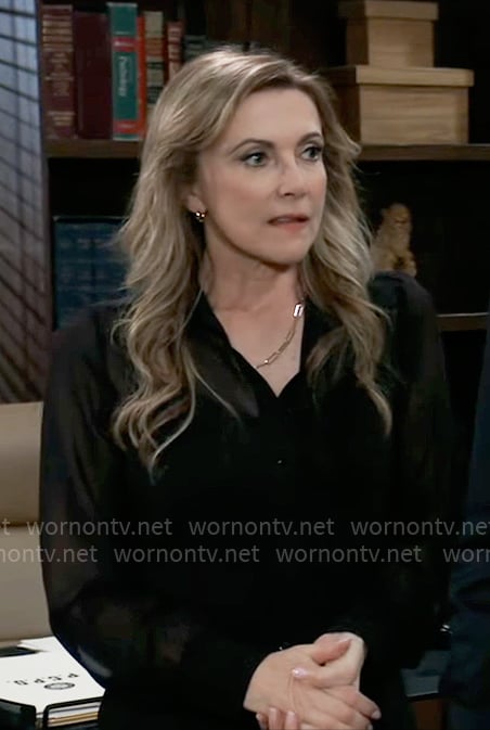 Holly’s sheer black shirtdress on General Hospital