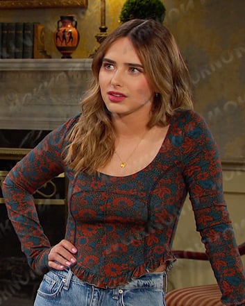 Holly's floral print scoop neck top on Days of our Lives