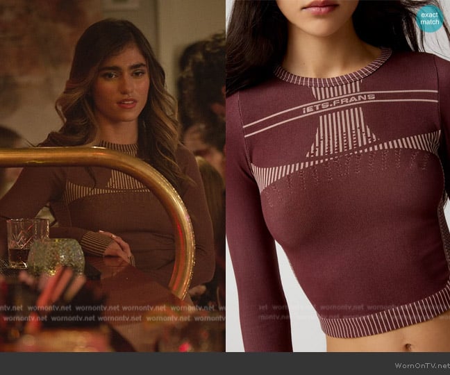 Zara’s brown knit crop top on Cobra Kai