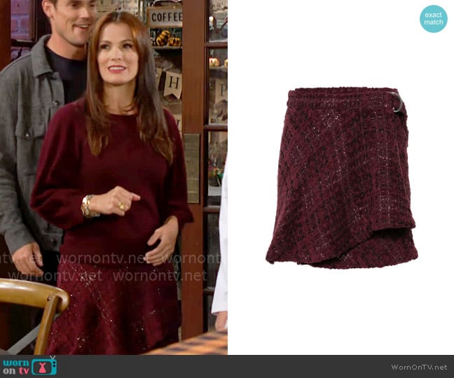 IRO Boucle Mini Skirt worn by Chelsea Lawson (Melissa Claire Egan) on The Young and the Restless