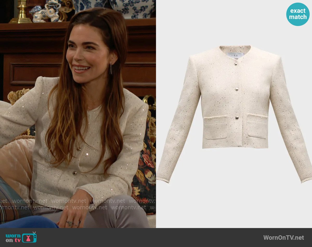 IRO Qaranne Tailored Jacket worn by Victoria Newman (Amelia Heinle) on The Young and the Restless