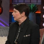 Isabella Rossellini’s black embroidered shirt and blazer on The Kelly Clarkson Show