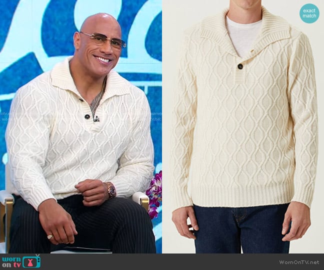 Isaia Cable Knit Cashmere Sweater worn by Dwayne Johnson on Good Morning America