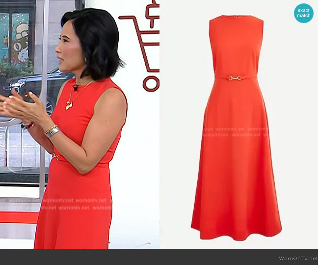 J. Crew A-line Midi Dress in Italian Stretch Wool worn by Vicky Nguyen on Today