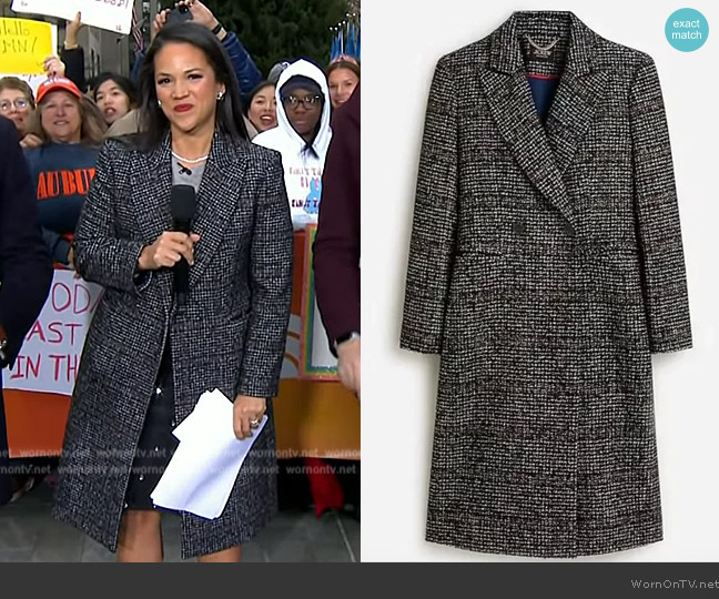 Hugo Boss Plaid Wool Coat worn by Laura Jarrett on Today