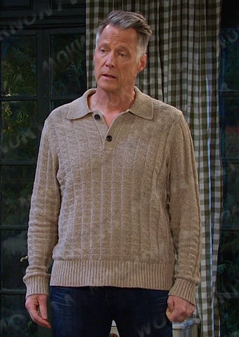 Jack’s beige knit polo sweater on Days of our Lives