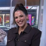 Janelle Lam’s brown cropped jacket and dress on Today