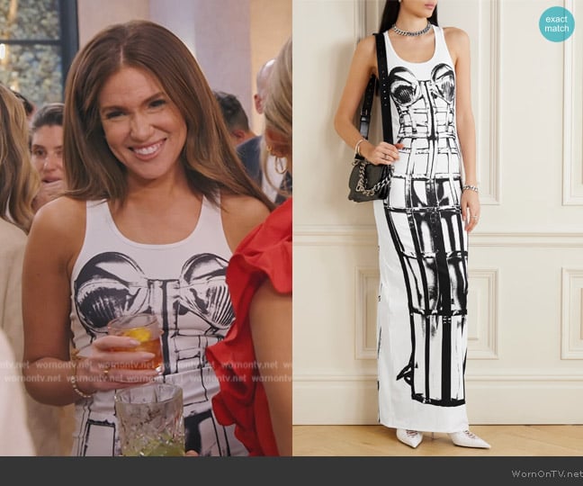 Jean Paul Gaultier Cage Trompe L'Oeil printed stretch-jersey maxi dress worn by Brynn Whitfield on The Real Housewives of New York City