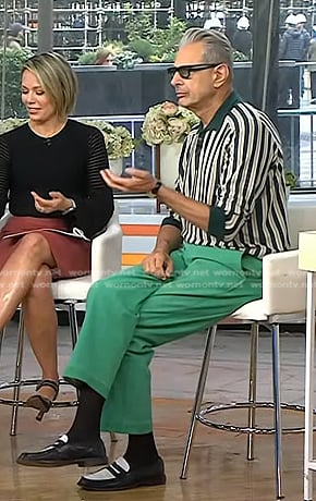 Jeff Goldblum's green striped long sleeve polo on Today