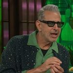 Jeff Goldblum’s green embellished cardigan on The Kelly Clarkson Show