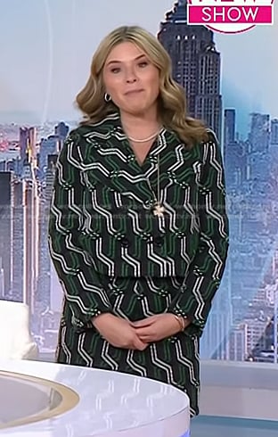 Jenna’s green geometric blazer and skirt on Today