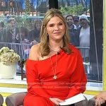 Jenna’s red one off-shoulder dress on Today