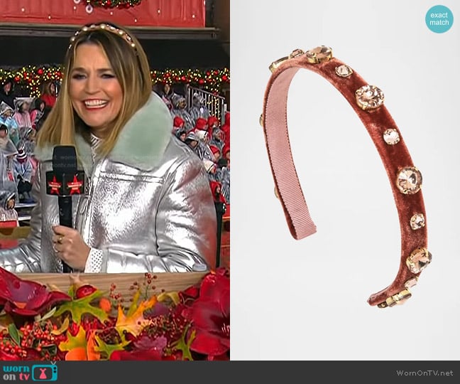 Jennifer Behr Kendall Silk Embellished Headband worn by Savannah Guthrie on Today