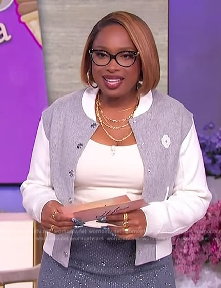 Jennifer’s gray bomber jacket on The Jennifer Hudson Show